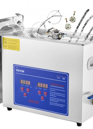 Sonic Cleaner with Digital Timer & Heater, Professional Ultra Sonic Jewelry Cleaner, Stainless Steel Heated Cleaning Machine for Glasses Watch Rings Small Parts Circuit Board (6L)
