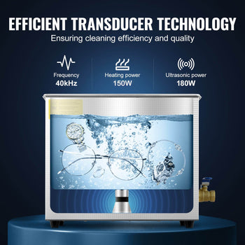 Sonic Cleaner with Digital Timer & Heater, Professional Ultra Sonic Jewelry Cleaner, Stainless Steel Heated Cleaning Machine for Glasses Watch Rings Small Parts Circuit Board (6L)