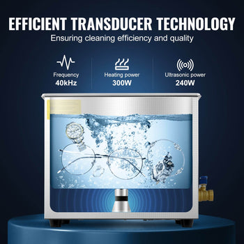 Professional Ultrasonic Cleaner, 9.5 L Ultrasonic Jewelry Cleaner with Digital Timer & Heater, Stainless Steel Industrial Sonic Cleaner 40kHz for Glasses, Watches, Rings, Small Parts