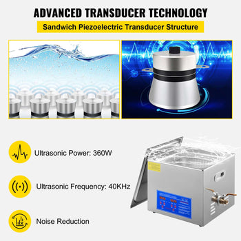 15L Ultrasonic Cleaner with Digital Timer&Heater Professional Ultrasonic Cleaner 40kHz Advanced Ultrasonic Cleaner 110V for Wrench Screwdriver Repairing Tools Industrial Parts Mental Cleaning
