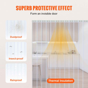 Strip Curtain, 164' Length x 8" Width x 0.08" Thickness, Clear PVC Smooth Curtain Strip Door Bulk Roll, Plastic Door Strips for Doorways of Supermarket, Garage, Warehouse, Barn, Pet Animal House