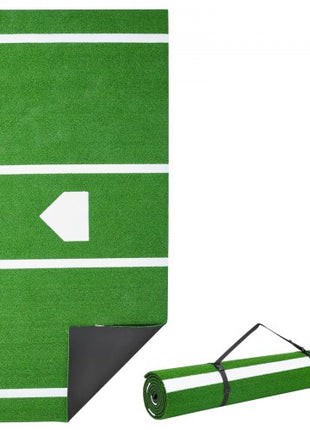 Baseball Hitting Mat, 12x6 ft Batting Cage Mat, Batters Box Turf Mats, Softball Batting Practice Equipment with Home Plate and Anti Fade Turf, Portable Training Aid for Indoor Outdoor, Green