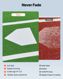 Baseball Hitting Mat, 12x6 ft Batting Cage Mat, Batters Box Turf Mats, Softball Batting Practice Equipment with Home Plate and Anti Fade Turf, Portable Training Aid for Indoor Outdoor, Green