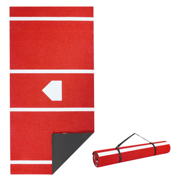 Baseball Hitting Mat, 12x6 ft Batting Cage Mat, Batters Box Turf Mats, Softball Batting Practice Equipment with Home Plate and Anti Fade Turf, Portable Training Aid for Indoor Outdoor, Red
