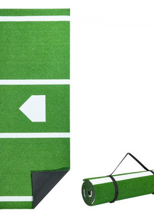10x3.8 ft Baseball Softball Hitting Batting Mat, Indoor/Outdoor Anti-Slip Anti-Fade Softball Mat, Lined & Foam Backing Training Aid with Tightening Rope, Portable Practice Mats, Green