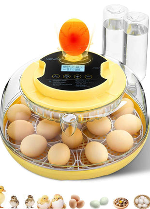 18 Egg Incubator, Automatic Egg Turner with LED Candler, Temperature & Humidity Control, 360° View Clear Window, Auto Water Refill, Poultry Eggs Incubators for Hatching Chicks Ducks Goose Quail