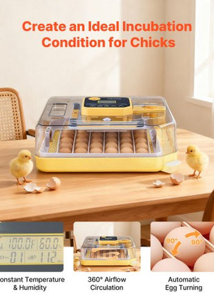 48 Egg Incubator, Automatic Egg Turner with LED Candler, Temperature Display & Auto Humidity Control, 360° View Clear Window, Poultry Eggs Incubator for Hatching Chicks Ducks Goose Quail