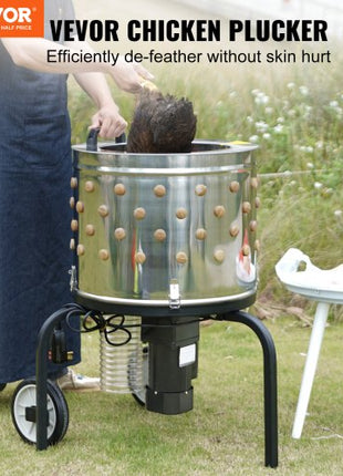 Chicken Plucker Machine, Feather Plucker with 20-inch Stainless Steel Drum, Defeathering Equipment with 108 Soft Fingers, Simple Debris Collection, 500W High Power Poultry Plucking