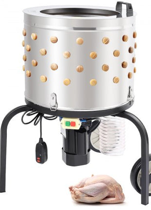 Chicken Plucker Machine, Feather Plucker with 20-inch Stainless Steel Drum, Defeathering Equipment with 108 Soft Fingers, Simple Debris Collection, 500W High Power Poultry Plucking