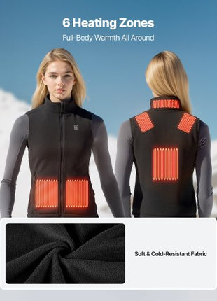 Heated Vest, Women Electric Heating Vest with 16000 mAh Battery Pack, 6 Heating Zones Lightweight Rechargeable Winter-Vest with 3 Levels, for Outdoor Hiking Camping Fishing Skiing, Size M