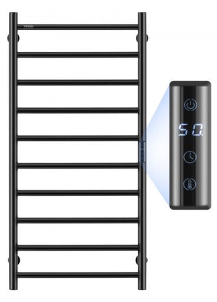 10 Bars Towel Warmer Rack, 120V Wall Mounted Heated Towel Rack for Bathroom, IPX5 Waterpoof Towel Heater Rack with Timer & LED Display Screen, 5 Levels Adjustable Temperature Towel Heater, Black