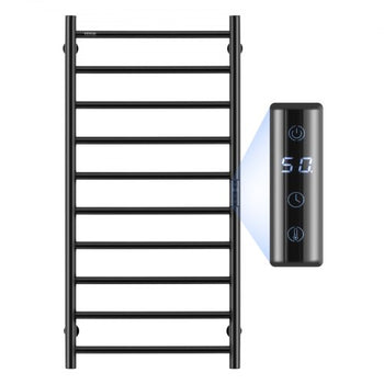 10 Bars Towel Warmer Rack, 120V Wall Mounted Heated Towel Rack for Bathroom, IPX5 Waterpoof Towel Heater Rack with Timer & LED Display Screen, 5 Levels Adjustable Temperature Towel Heater, Black