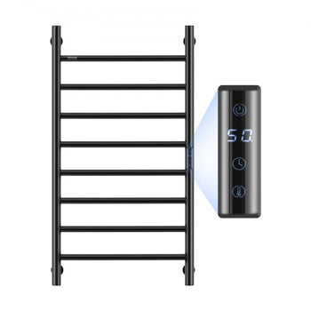 8 Bars Towel Warmer Rack, 120V Wall Mounted Heated Towel Rack for Bathroom, IPX5 Waterpoof Towel Heater Rack with Timer & LED Display Screen, 5 Levels Adjustable Temperature Towel Heater, Black