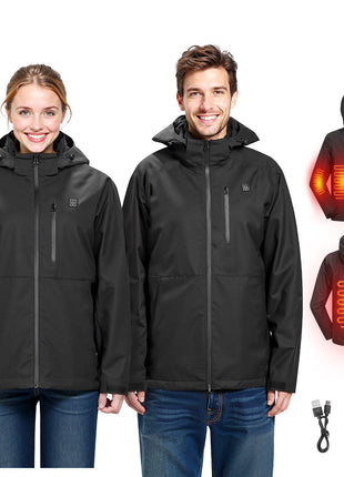 Heated Jacket for Men with 7.4V Battery, Soft Shell Electric Heating Coat, Windproof Waterproof Lightweight Outerwear with 5 Heating Zones & 3 Heat Settings, Machine Washable,XL Size