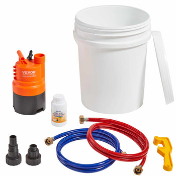 Tankless Water Heater Flushing Kit, Includes Efficient Pump & 5 Gallon Pail & 2 Hoses & Descaling Powder, Wrench and Adapter for Quick Install Easy to Start, Water Heater Flush Kit