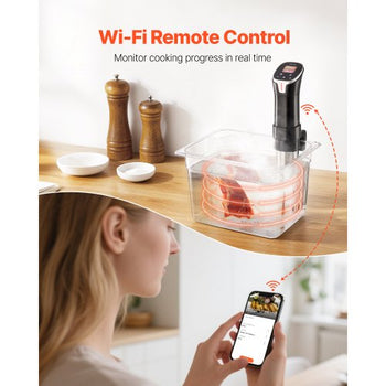 Sous Vide Precision Cooker, 1100W Sous-Vide Cooking Machine, WIFI Immersion Circulator with 10 Preset Recipes, LCD Touchscreen, Fast-Heating, Accurate Temperature & Timer, App Control