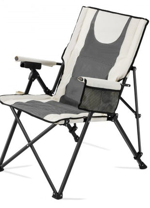 Heated Camping Chair, 3 Heat Settings, High Back Folding Camping Chair, Supports 260lbs, Full Padded Beach Chairs with Armrest & Cupholder, Portable Lawn Chairs for Outdoor Sports Travel