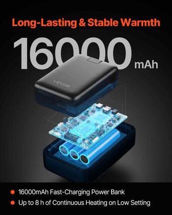 Heated Sweatshirt Hoodie for Men Women, Heated Jacket Unisex with 7.4V 16000mAh Rechargeable Power Bank Pack, 5 Heating Zones, 3 Temp Levels, 4-8H Warmth, for Winter Outdoor Camping, Black, XXL Size
