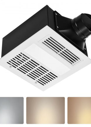 Bathroom Exhaust Fan with Light and Heater, 80-90-110 CFM 1500W Bathroom Vent, 1.5 Sones Low-Noise, Premium DC Motor Ceiling Fan for Laundry Room, Storage Room, Home Ventilation, White