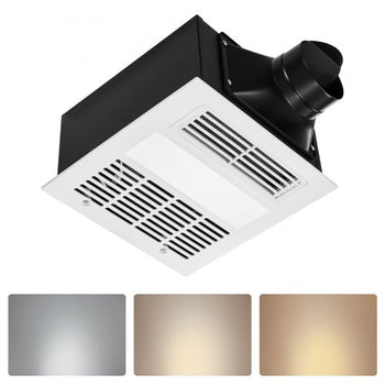 Bathroom Exhaust Fan with Light and Heater, 80-90-110 CFM 1500W Bathroom Vent, 1.5 Sones Low-Noise, Premium DC Motor Ceiling Fan for Laundry Room, Storage Room, Home Ventilation, White