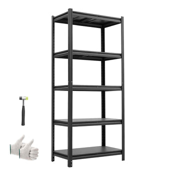 Storage Shelves, 5-Tier Adjustable, 2000 lbs Capacity, Heavy Duty Garage Storage Shelving Unit, Metal Utility Rack Shelf, for Garage Warehouse Basement Kitchen, 31.5" W x 17.99" D x 72.05" H