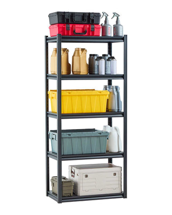 Storage Shelves, 2000 lbs, 5 Tier Garage Storage Shelving, 18" D x 32" W x 72" H Adjustable Metal Shelves for Garage Shelves Utility Rack Shelf, Ideal for Kitchen, Warehouse, Basement, Black