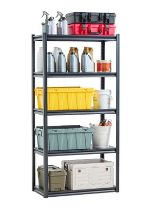 Storage Shelves, 2000 lbs, 5 Tier Garage Storage Shelving, 18" D x 36" W x 72" H Adjustable Metal Shelves for Garage Shelves Utility Rack Shelf, Ideal for Kitchen, Warehouse, Basement, Black