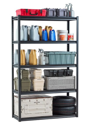 Storage Shelves, 3000 lbs, 5 Tier Garage Storage Shelving, 18" D x 48" W x 78" H Adjustable Metal Shelves for Garage Shelves Utility Rack Shelf, Ideal for Kitchen, Warehouse, Basement, Black
