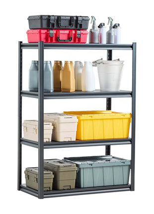 Storage Shelves, 2400 lbs, 4 Tier Garage Storage Shelving, 20" D x 40" W x 57" H Adjustable Metal Shelves for Garage Shelves Utility Rack Shelf, Ideal for Kitchen, Warehouse, Basement, Black