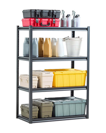 Storage Shelves, 2400 lbs, 4 Tier Garage Storage Shelving, 20" D x 40" W x 57" H Adjustable Metal Shelves for Garage Shelves Utility Rack Shelf, Ideal for Kitchen, Warehouse, Basement, Black