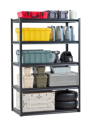 Storage Shelves, 3000 lbs, 5 Tier Garage Storage Shelving, 24" D x 48" W x 72" H Adjustable Metal Shelves for Garage Shelves Utility Rack Shelf, Ideal for Kitchen, Warehouse, Basement, Black