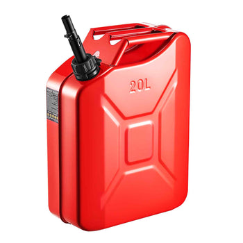 Newly Upgraded Oil-Tight！ Metal Fuel Container, 5.3 Gallon, Fuel Jerry Can with Spout and Comfort Handle, 6 L/min Max Flow Rate, Leakproof & Corrosion-resistant Metal Gas Tank Most Cars Motorcycle ATV UTV, Red