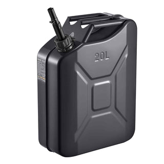 Newly Upgraded Oil-Tight！ Metal Fuel Container, 5.3 Gallon, Fuel Jerry Can with Spout and Comfort Handle, 6 L/min Max Flow Rate, Leakproof & Corrosion-resistant Metal Gas Tank Most Cars Motorcycle ATV UTV, Black