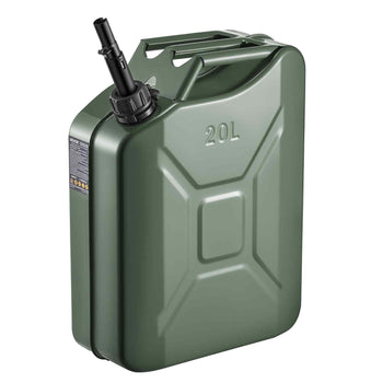 Newly Upgraded Oil-Tight！ Metal Fuel Container, 5.3 Gallon, Fuel Jerry Can with Spout and Comfort Handle, 6 L/min Max Flow Rate, Leakproof & Corrosion-resistant Metal Gas Tank Most Cars Motorcycle ATV UTV, Green