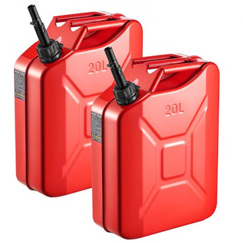 Newly Upgraded Oil-Tight?VEVOR Metal Fuel Container, 5.3 Gallon, Fuel Jerry Can with Spout and Comfort Handle, 6 L/min Max Flow Rate, Leakproof & Corrosion-resistant Metal Gas Tank Most Cars Motorcycle ATV UTV, Red, 2 Packs