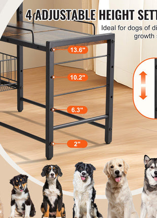 Pet Feeding Station with Storage, Elevated Dog Bowls, Raised Dog Bowl Stand, Dog Food Storage and Feeder Station with Storage Shelves, Pet Toy Storage Organizer, for Large Medium Small Dogs