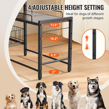 Pet Feeding Station with Storage, Elevated Dog Bowls, Raised Dog Bowl Stand, Dog Food Storage and Feeder Station with Storage Shelves, Pet Toy Storage Organizer, for Large Medium Small Dogs