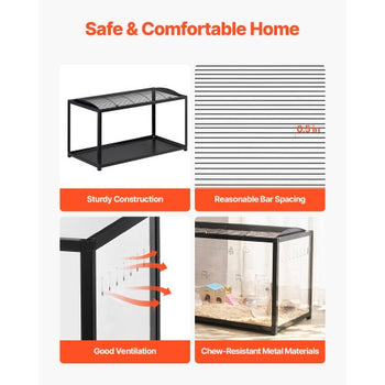 Hamster Cage, 360° Viewing Transparent Hamster Habitats, Small Animal Cage, 37.8 x 18.5 x 21.7 in, Ventilated Pet Mouse Cages with Front Door, Portable Hamster House for Rats, Guinea Pigs