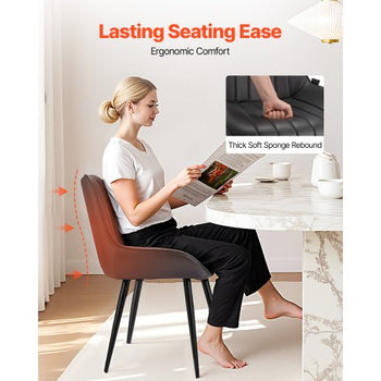 Modern Dining Room Accent Chairs Set of 4, Upholstered Fabric Side Chair for Dining Tables, Space-Saving Kitchen Table Chair with Thick Cushions and Metal Legs, Black
