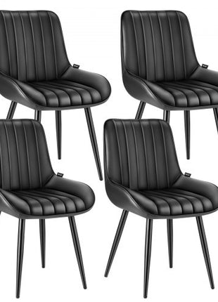 Modern Dining Room Accent Chairs Set of 4, Upholstered Fabric Side Chair for Dining Tables, Space-Saving Kitchen Table Chair with Thick Cushions and Metal Legs, Black