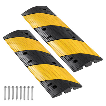 40 in Rubber Speed Bump, 2 Pack, 2 Channel Heavy Duty Traffic Speed Hump, 22000 lbs/Axle Load Capacity, Cable Protector Ramp with Expansion Screws, for Asphalt Concrete Gravel Driveway and Road