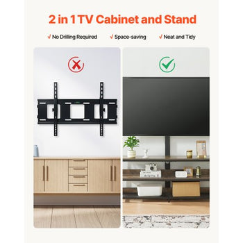 48" TV Stand with Mount for up to 75 in TVs, Entertainment Center with Power Outlet, Height Adjustable TV Console with Mount with 3 Tiers Open Storage Cabinets for Bedroom, Living Room, Browm