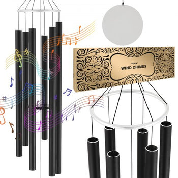 Wind Chimes for Outside, 66 in, Deep Tone Wind Chimes with 6 Tubes, Unique Large Memorial Wind Chimes for Anniversary, Amazing Outdoor Decor for Your Patio, Porch, Garden and Backyard, Black