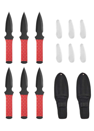 Throwing Knives Set, 6 Pack, 8.9 inch Stainless Steel Well-balanced Knives with Protective Black Nylon Sheath, Ideal Companion for Throwing Products Axes, Sturdy for Recreation and Competition