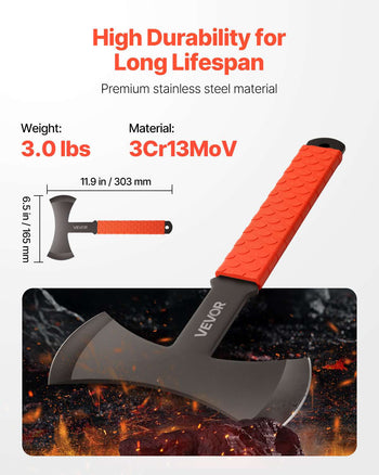 Throwing Axes and Tomahawks, 3 Pack 11.9 inch Double Bit Axe Throwing Hatchet Set, Stainless Steel Head with Non-Slip TPR Rubber Handle, with Black Nylon Sheath, for Recreation and Competition