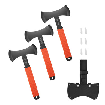 Throwing Axes and Tomahawks, 3 Pack 11.9 inch Double Bit Axe Throwing Hatchet Set, Stainless Steel Head with Non-Slip TPR Rubber Handle, with Black Nylon Sheath, for Recreation and Competition