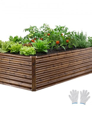 Galvanized Raised Garden Bed, 8 x 4 x 2 ft, Rectangular Metal Planter Box Kit Outdoor, Bottomless Elevated Planting Box with Gloves, Alu-Zinc, for Growing Flowers Vegetables, Deep Wood Grain