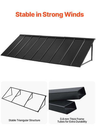 Fixed Metal Awning 104 x 36 in, Window Awning Door Canopy, Stable Triangle Steel Frame Awnings for Doors Exterior Rain, Snow & Sunlight Protection for Door Entrance, Windows, Porches, Balconies