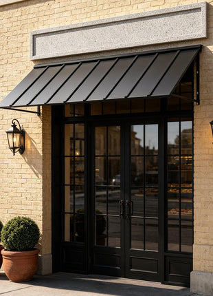 Fixed Metal Awning 104 x 36 in, Window Awning Door Canopy, Stable Triangle Steel Frame Awnings for Doors Exterior Rain, Snow & Sunlight Protection for Door Entrance, Windows, Porches, Balconies
