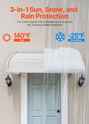 Aluminum Awning 40 x 42 in, Durable Window Awning Door Canopy, Lightweight and Stable Aluminum Exterior Awnings Rain Snow Sunlight Protection for Door Entrance Windows Patio Porch